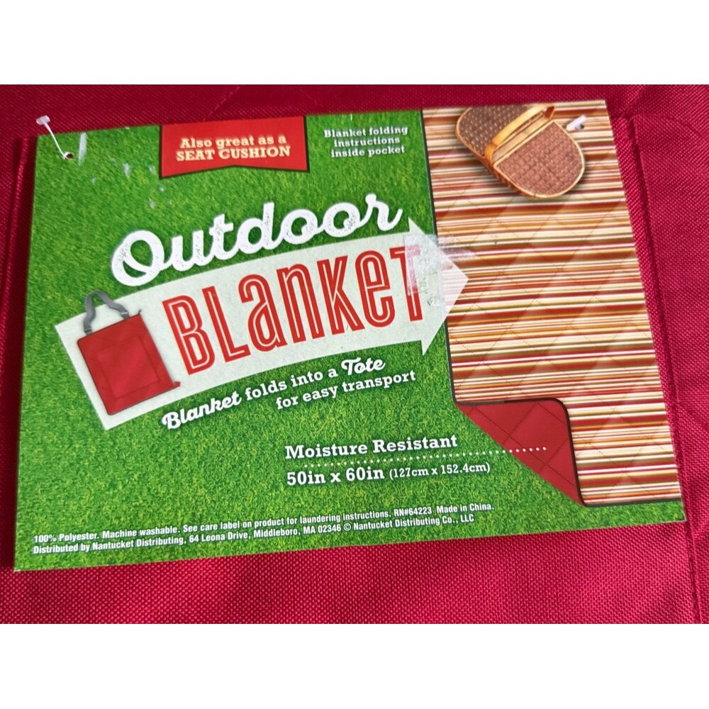 All Weather Blanket Red Camping Beach Picnic Zip 50x60 Seat Cushion Carry Strap
